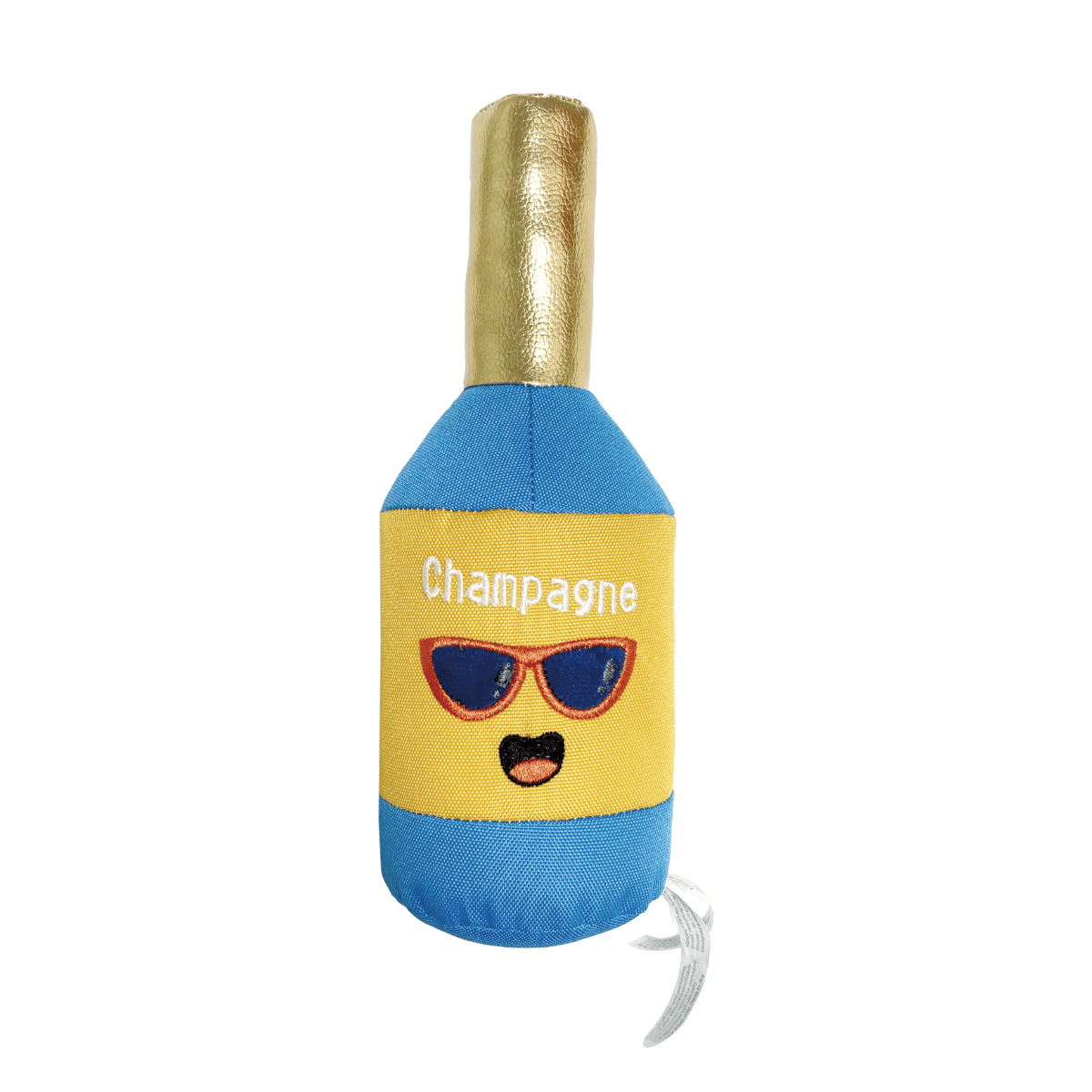 Petstify Summer Party Champagne bottle plush dog toy for eco-friendly seasonal fun.
